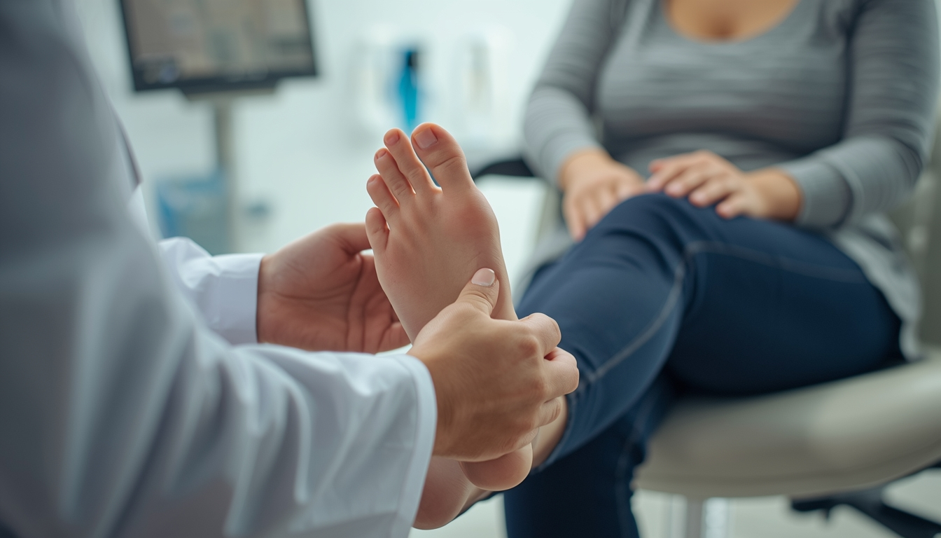 Patient with hammertoe in a podiatry clinic exploring treatment